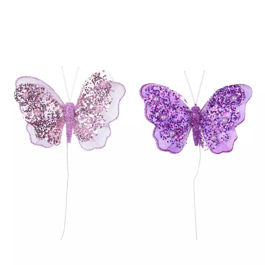 Lot de 4 papillons (H8 cm) Hesperia Violet