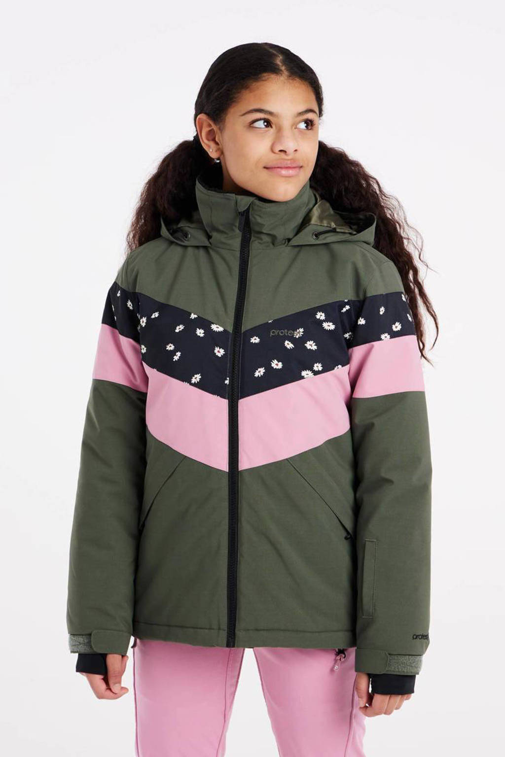 Protest ski-jack PRTFUGY JR groen/zwart/roze