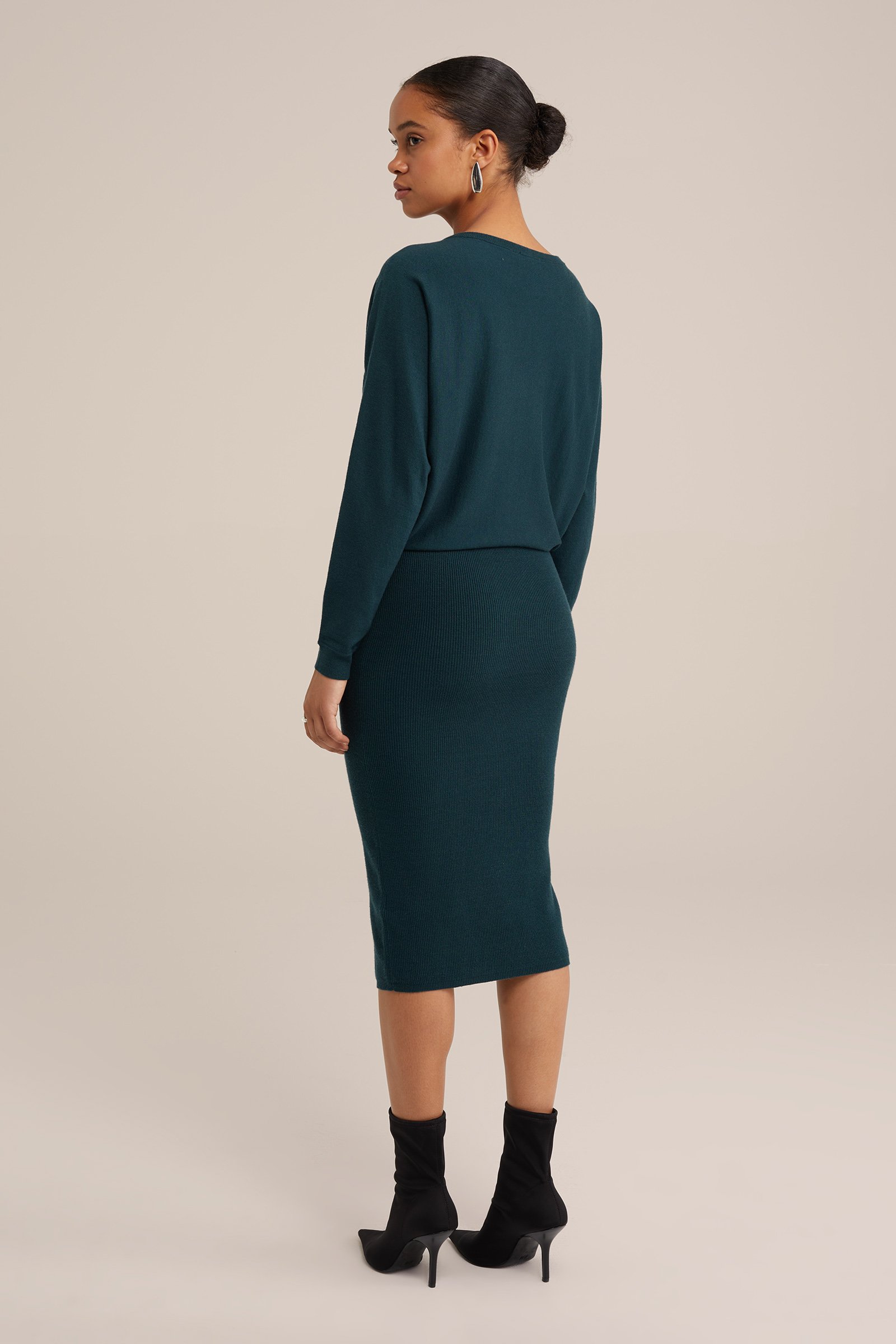 fijngebreide jurk WE Fashion Groenblauw
