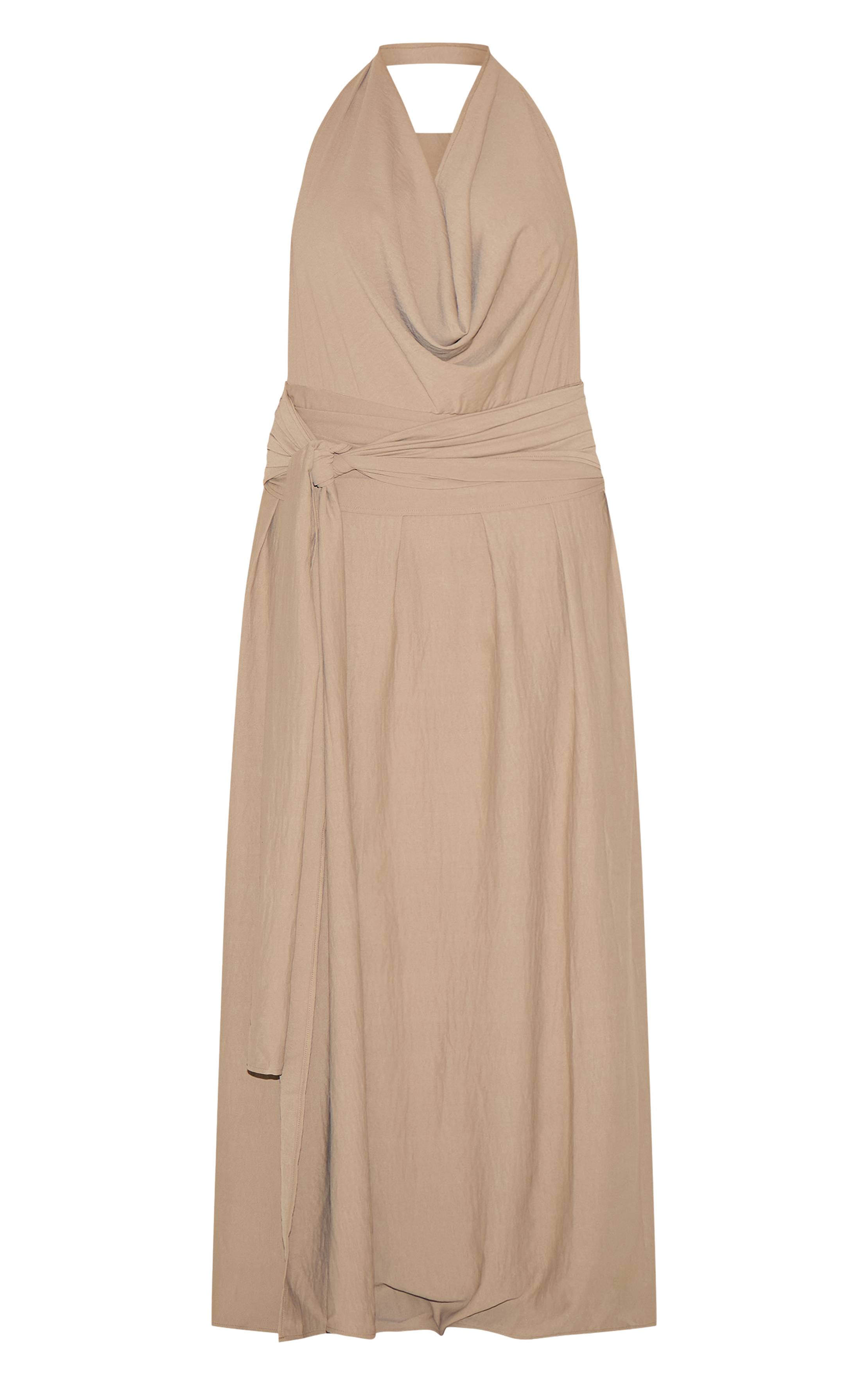Champignon Robe Maxi Grande Taille En Tissu Tissé Avec Col Bénitier Et Dos Échancré