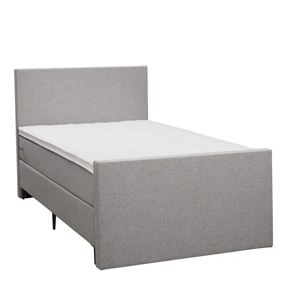 Boxspring met voetbord Liv egaal - lichtgrijs - 120x200 cm - slanke poot
