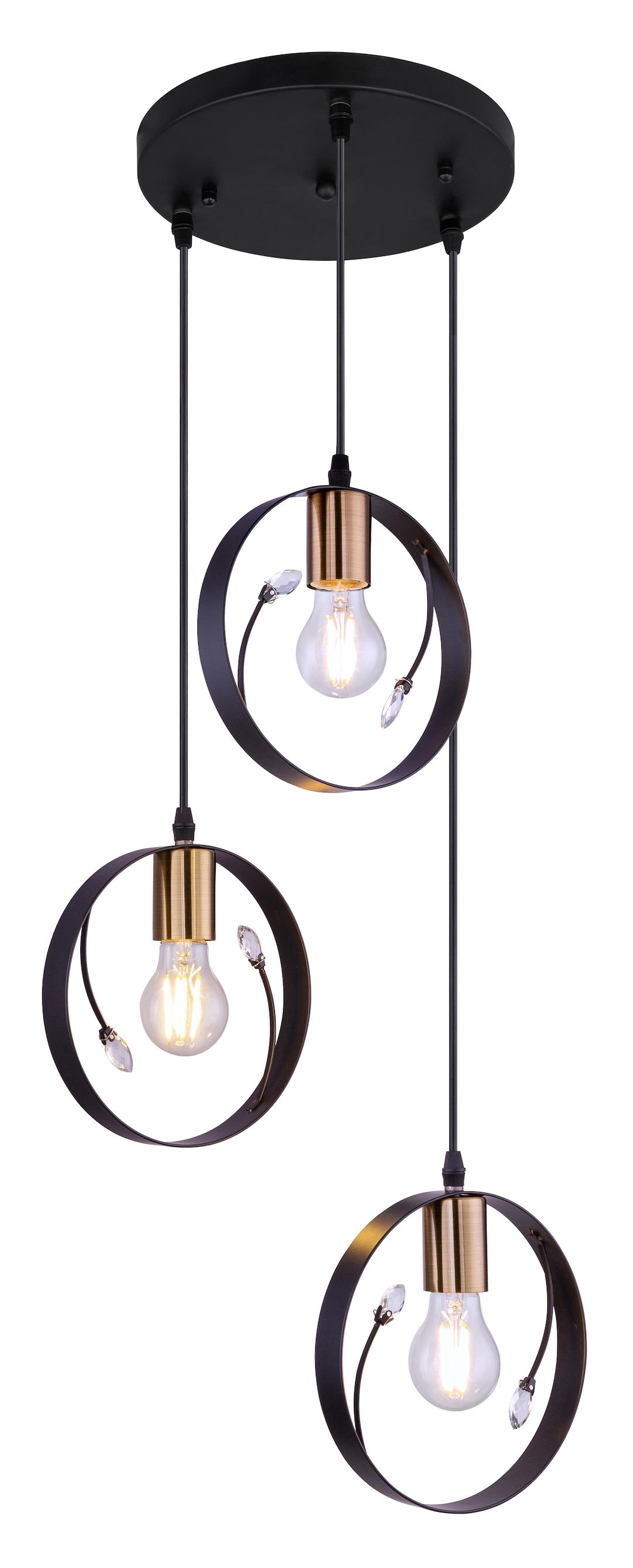 GLOBO Retrofit Pendelleuchte Vigo schwarz 39x39cm H50-150cm