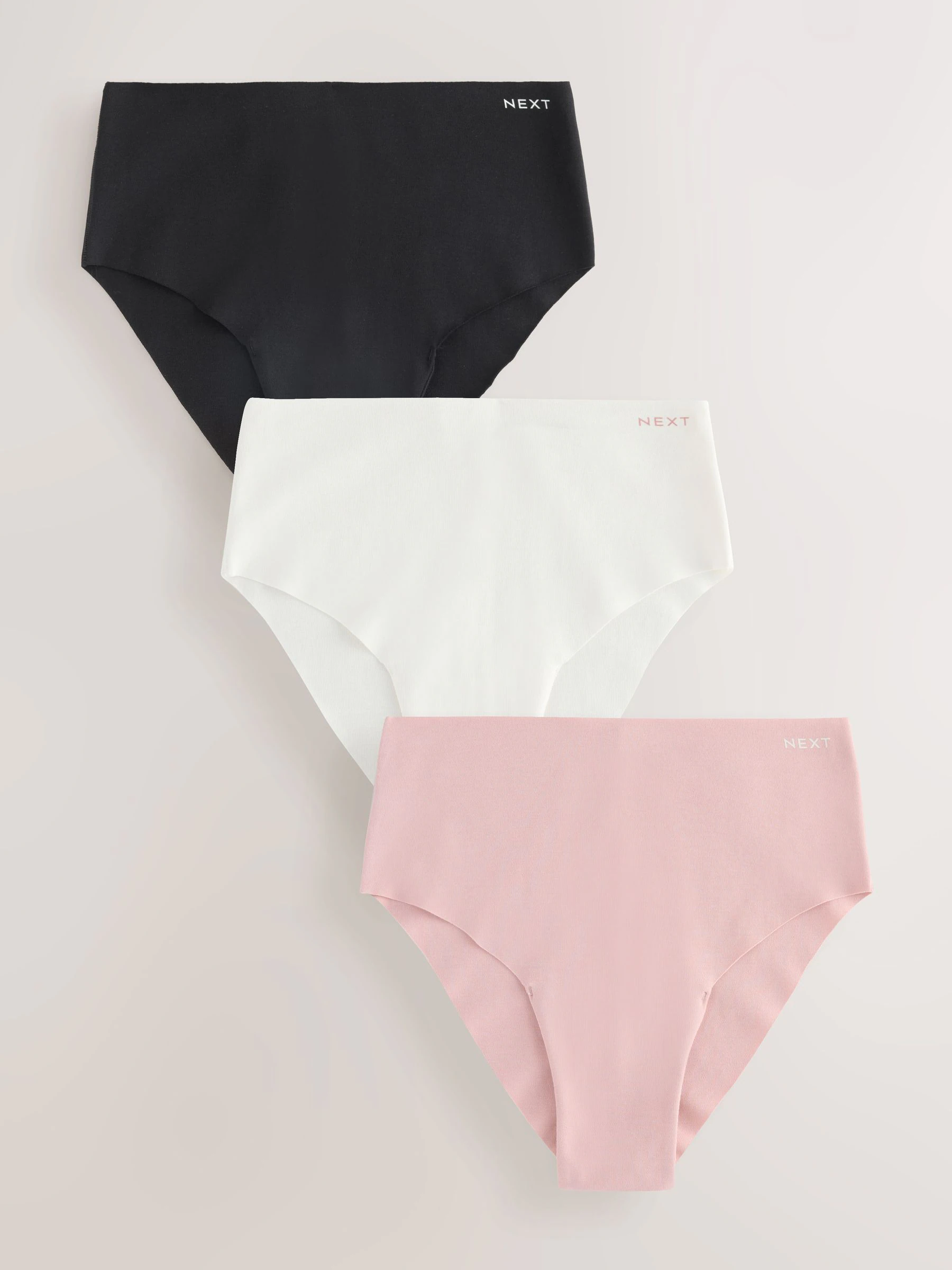 Crème/roze/zwart - Cotton Rich No VPL Knickers 3 Pack