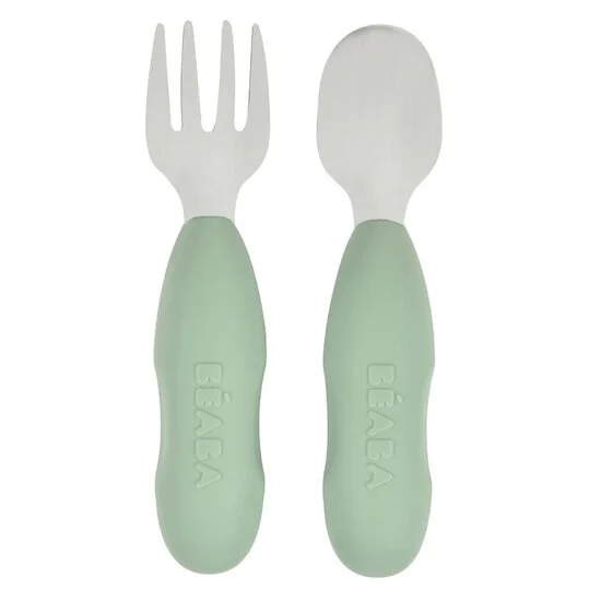 Lot de 2 pré-couverts Inox   Vert        de               Béaba