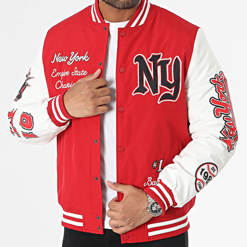 Veste Teddy Rouge Blanc