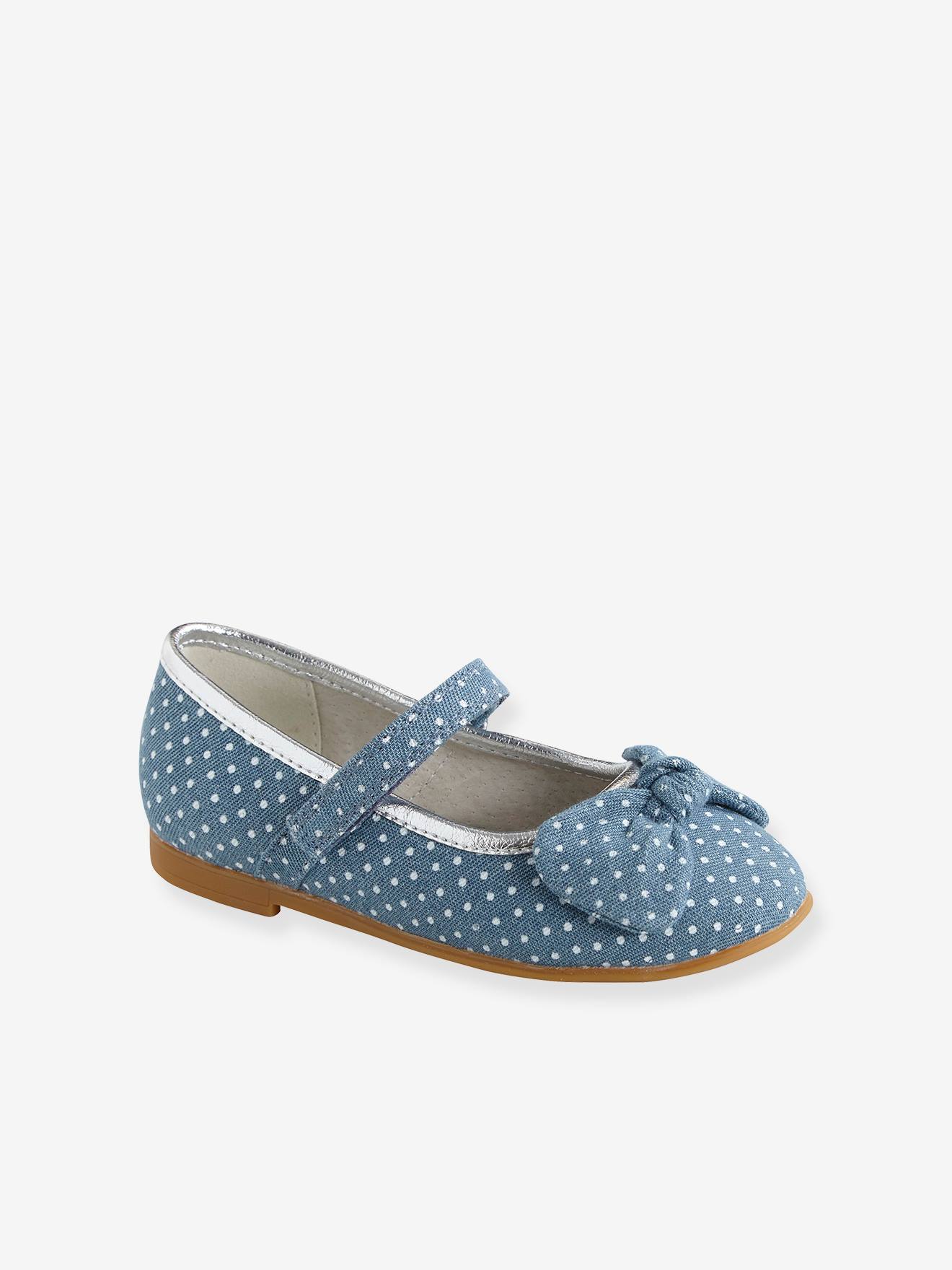 Sapatilhas de ballet com fecho de velcro para meninas com necessidades especiais, tamanho médio, estampa azul.