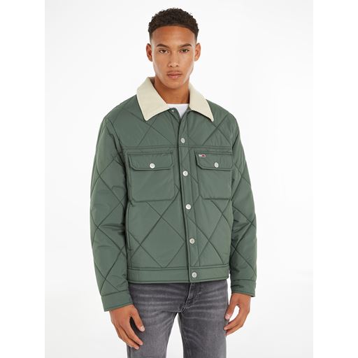 Tommy Jeans Quilted Trucker Jakke, Avalon Green, S