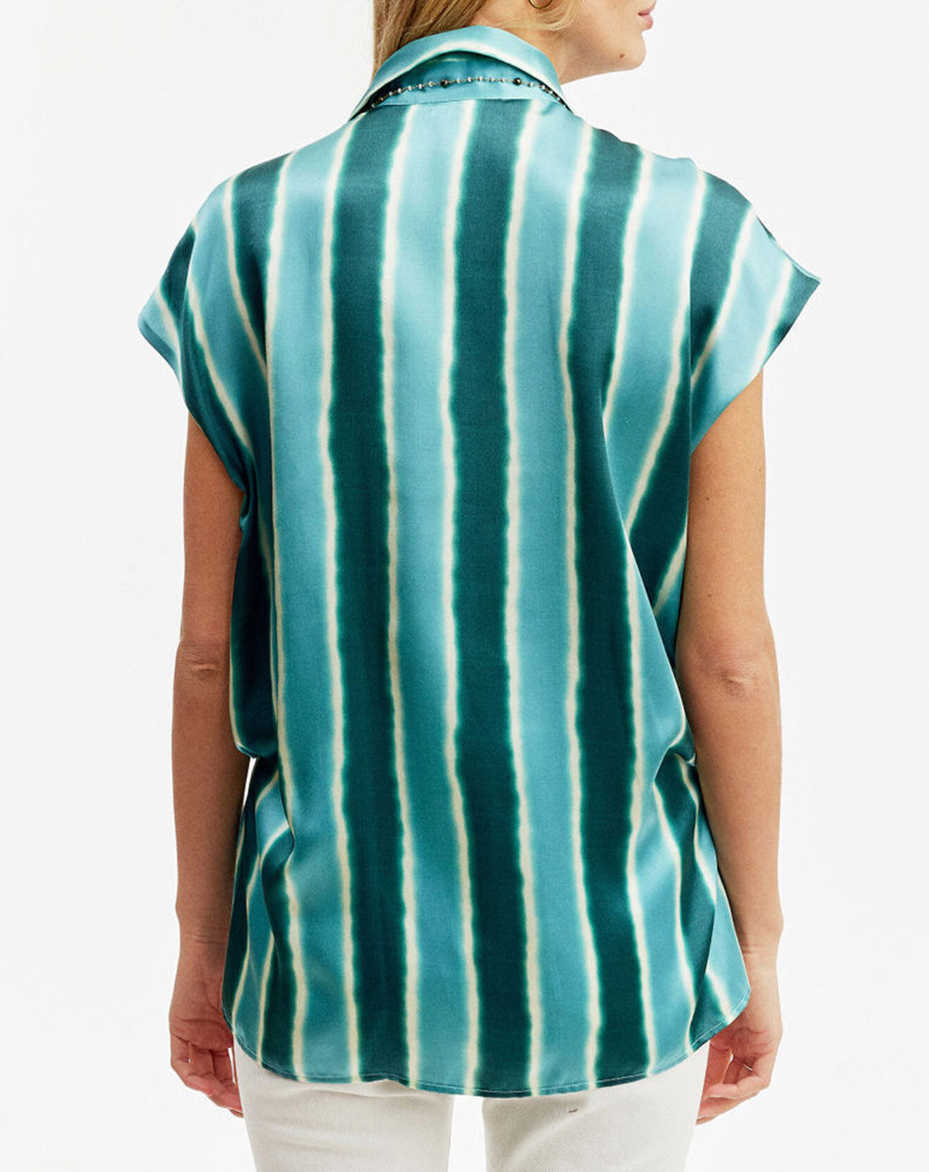 Lauren Vidal Top en Soie mélangée Milo aqua