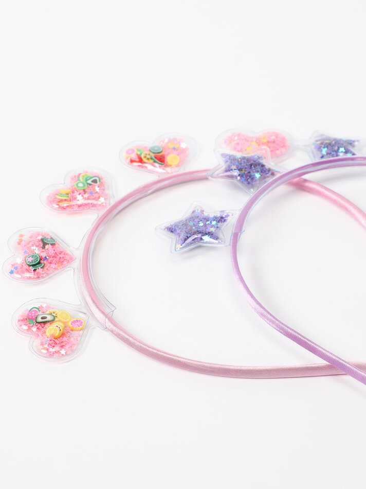 Conjunto de 2 tiaras acolchoadas com glitter - Cores variadas