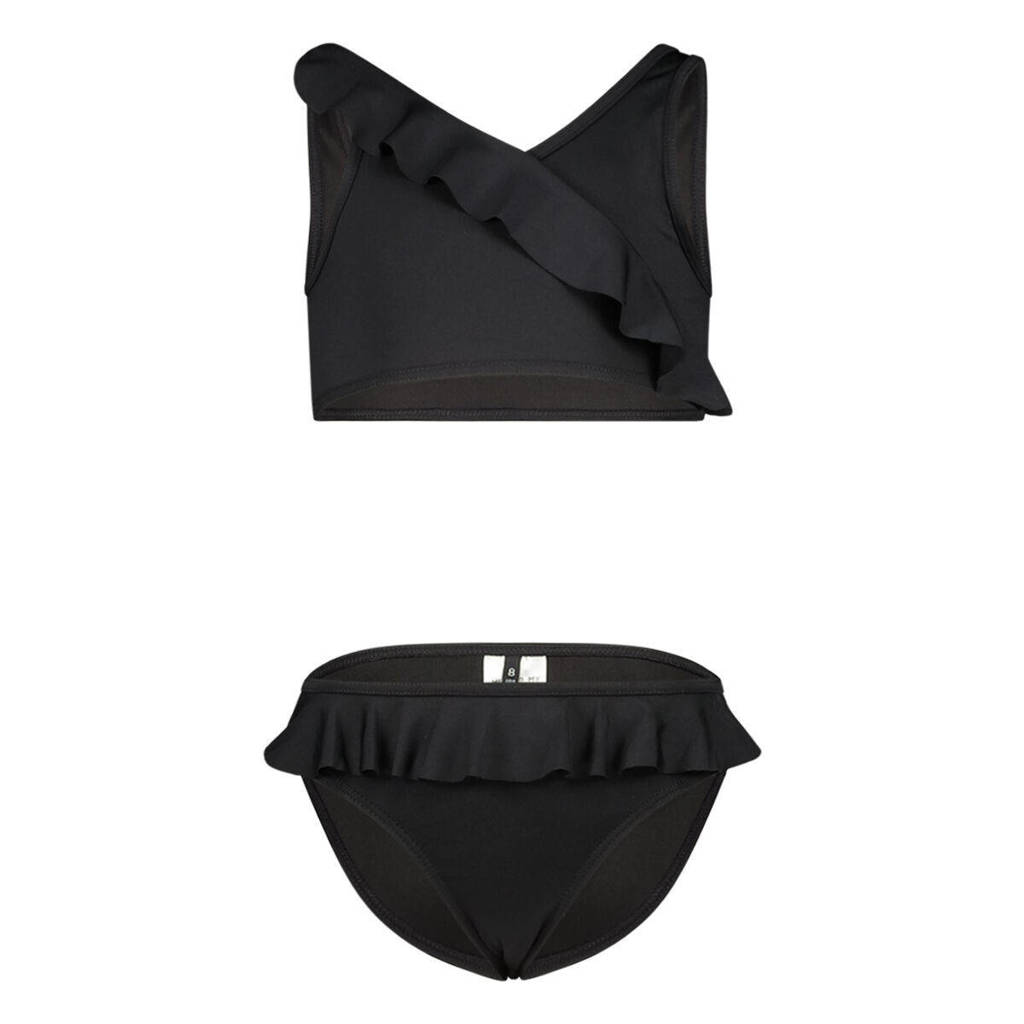 Mooi modelcrop bikini met ruches zwart