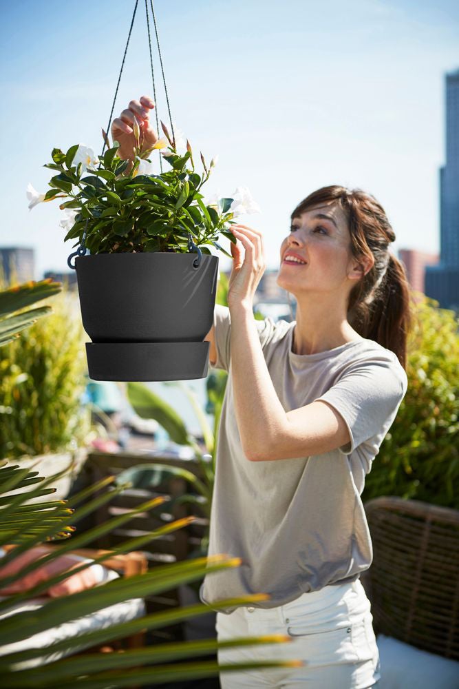 Elho hangpot Greenville zwart D 23,5 H 20,5 cm