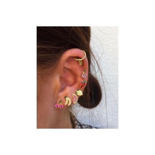 Pico Grapefruit Crystal Stud, Guld