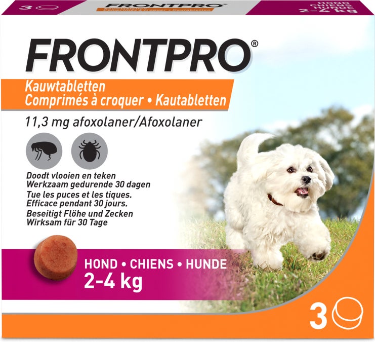 Frontpro kauwtablet vlooien- en tekenmiddel hond 2-4 kg 3 stuks
