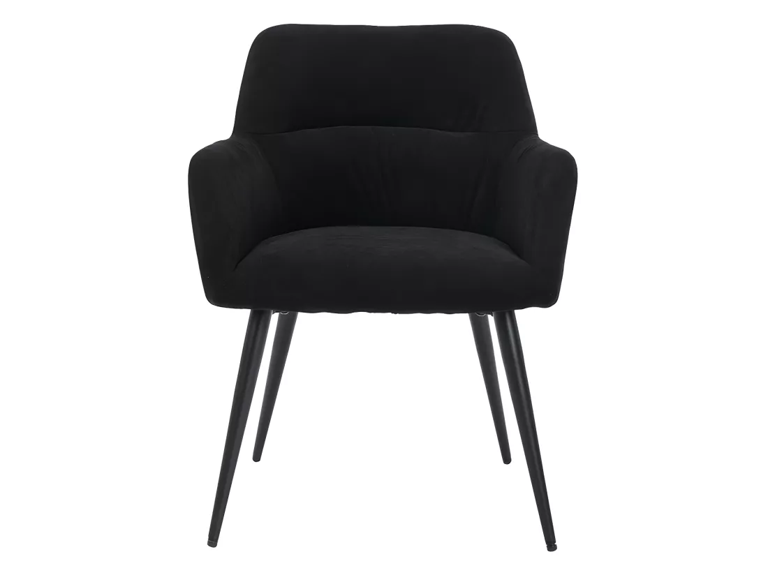 Lot de 2 chaises avec accoudoirs en tissu et métal - Noir - HEKA
