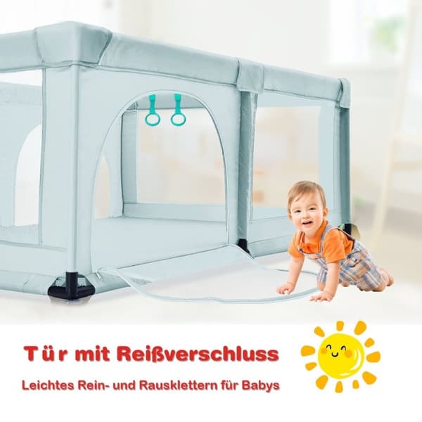 Baby lekegrind med 50 lekeballer lekegrind med nett og glidelås 120 x 190 cm blå