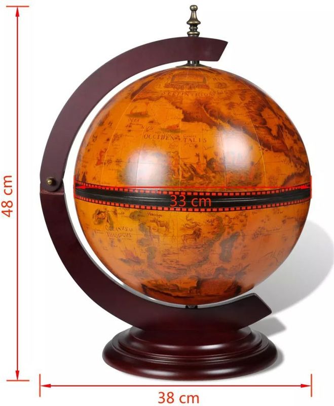 vidaXL - Globebar - Tafelmodel - Eucalyptushout - Replica Zeekaart 16e Eeuw