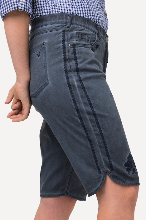 Trachten-Jeansbermuda Mandy, Used-Look, Stickerei
