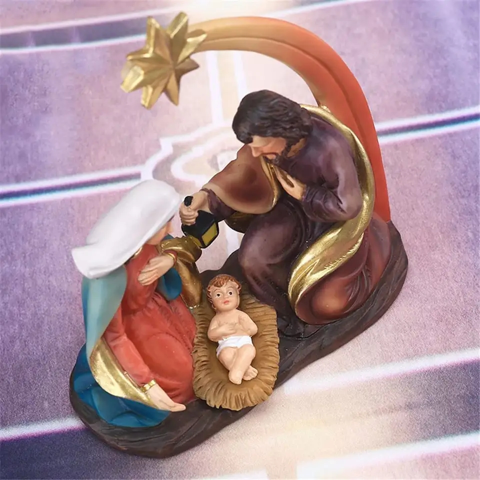 (15x12.3cm) Krippen Figur Weihnachts Aufsteller Christbaum Deko - Bunt