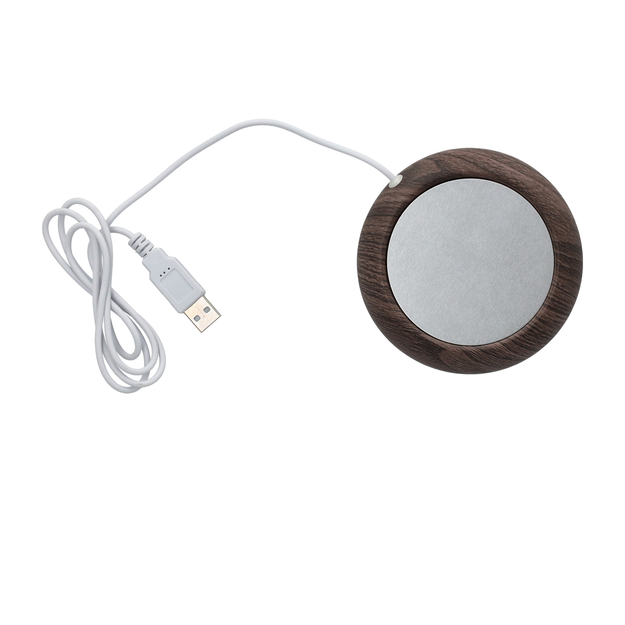 Mini Tassenwärmer Heizplatte im Holz Look mit USB Anschluss für PC / Laptop - Nussbaum