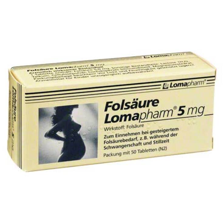 Folsäure Lomapharm 5 mg Tabletten, 50 St