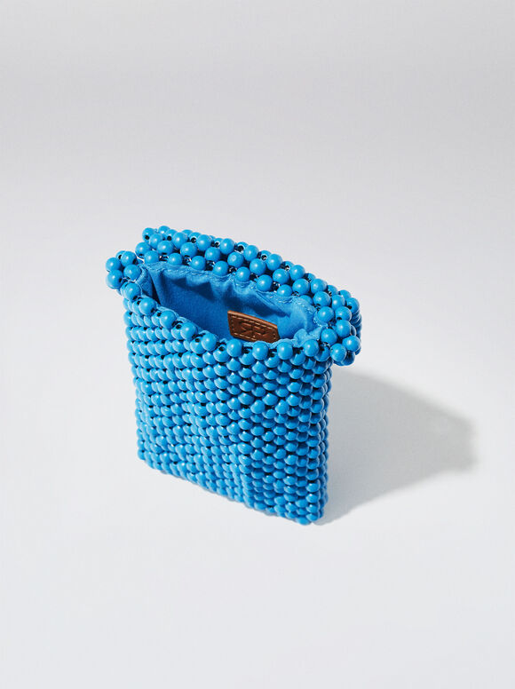 Bolsa de madeira para celular - Azul