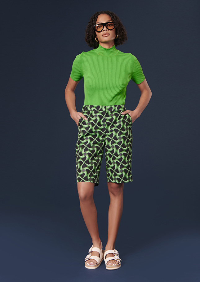 Short Samuelvert à motif graphique en jacquard