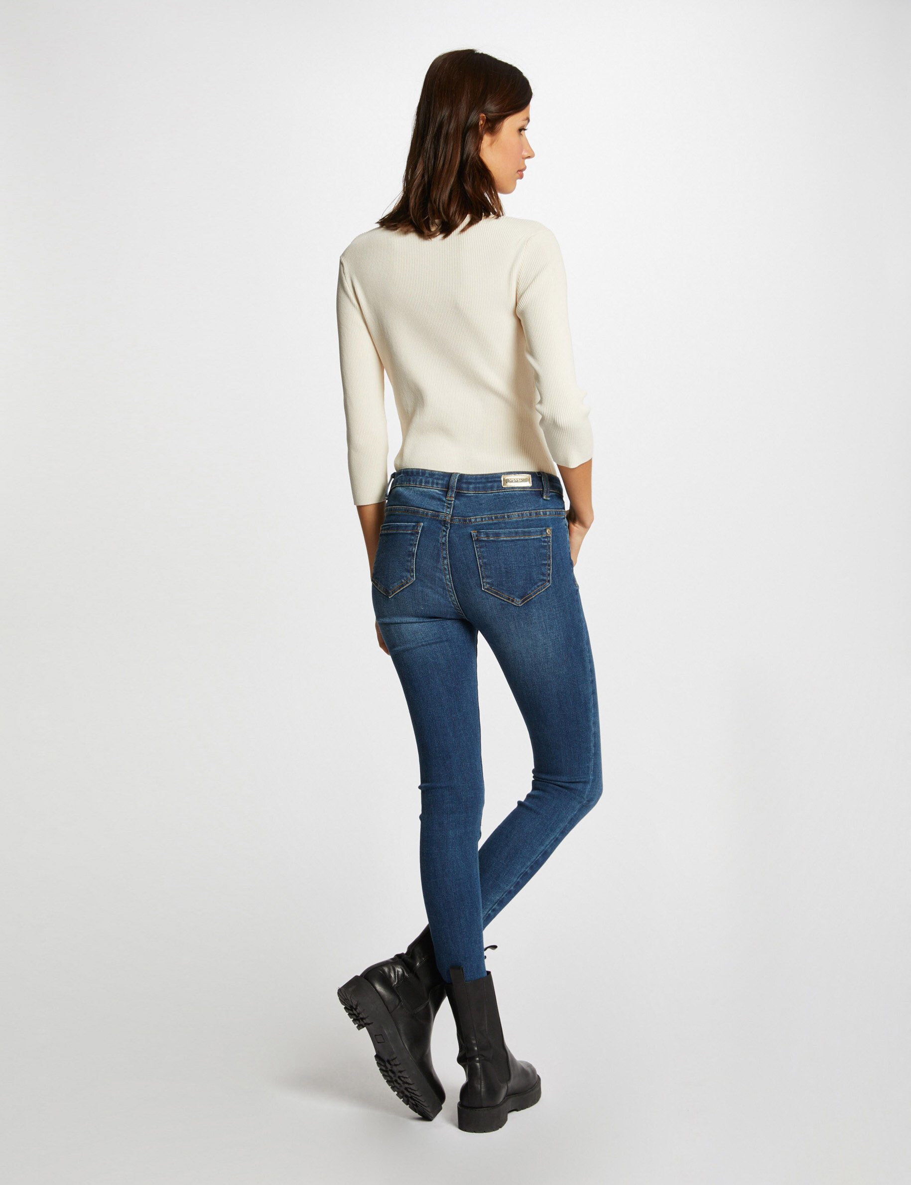 Pull manches 3/4 avec boutons ivoire femme - ivoire