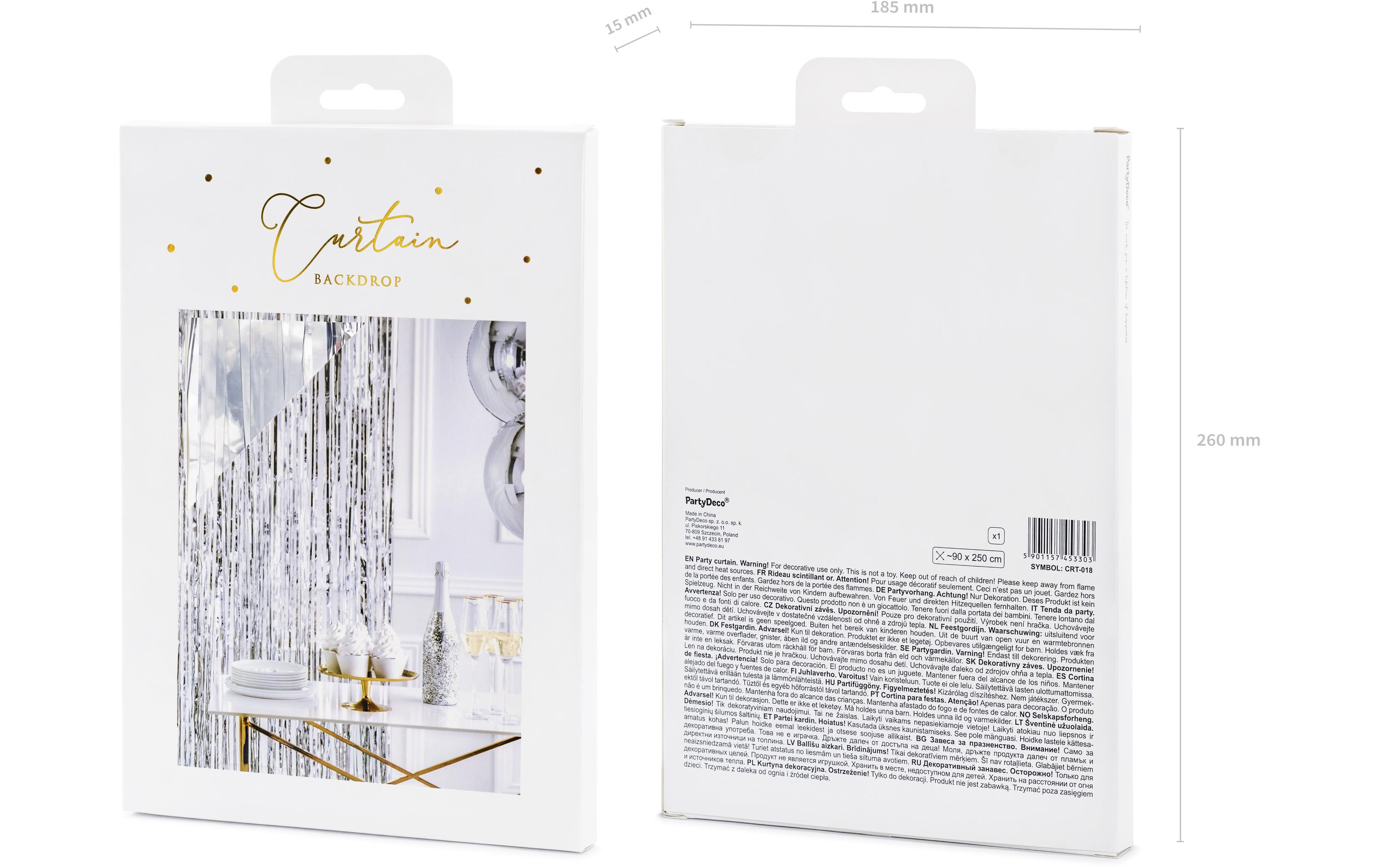 Partyaccessoire Vorhang 90 x 250 cm, SilberLametta Vorhang als Dekoration für Geburtstage und andere Feste