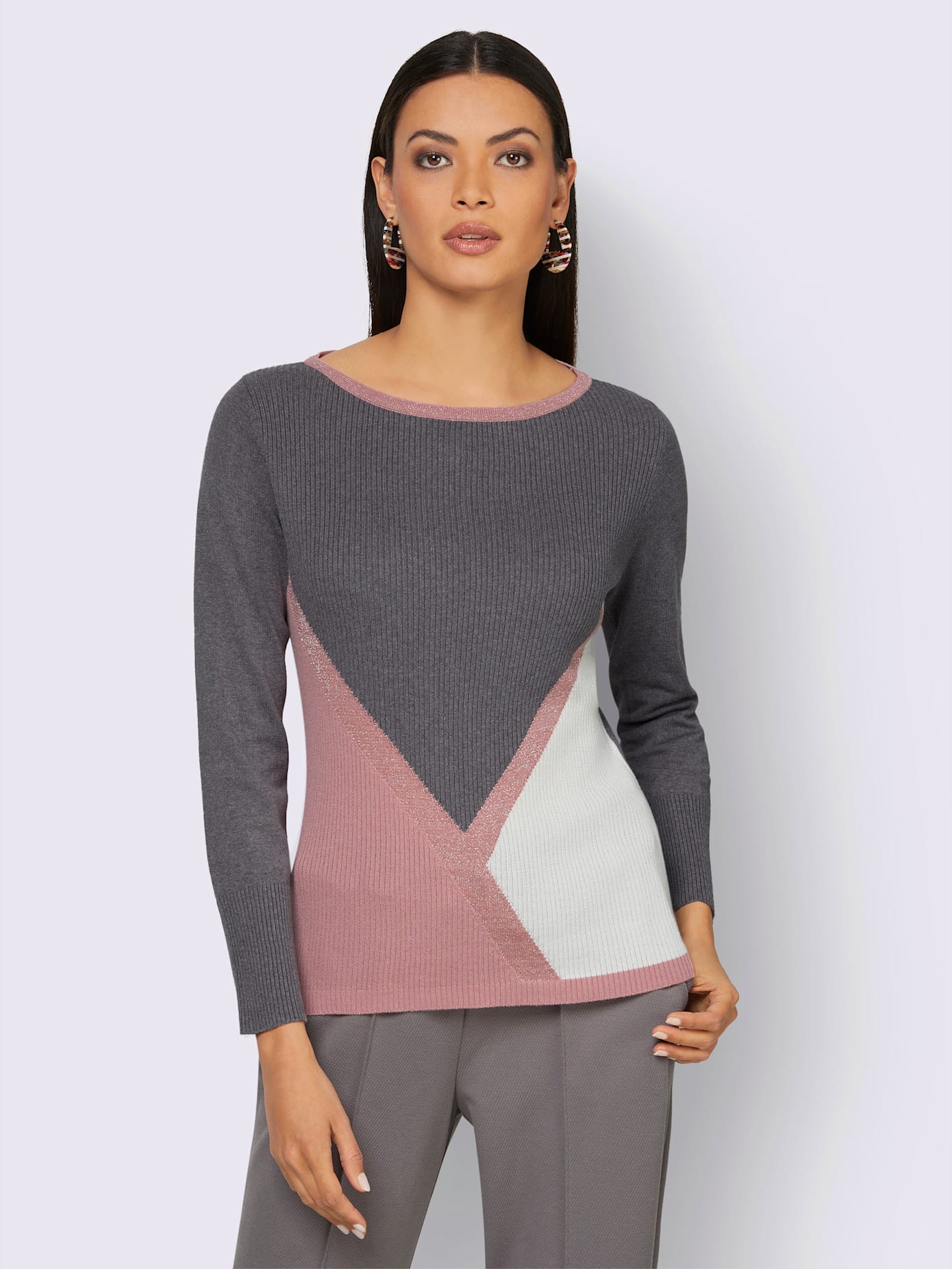 Pull à manches longues motif intarsia