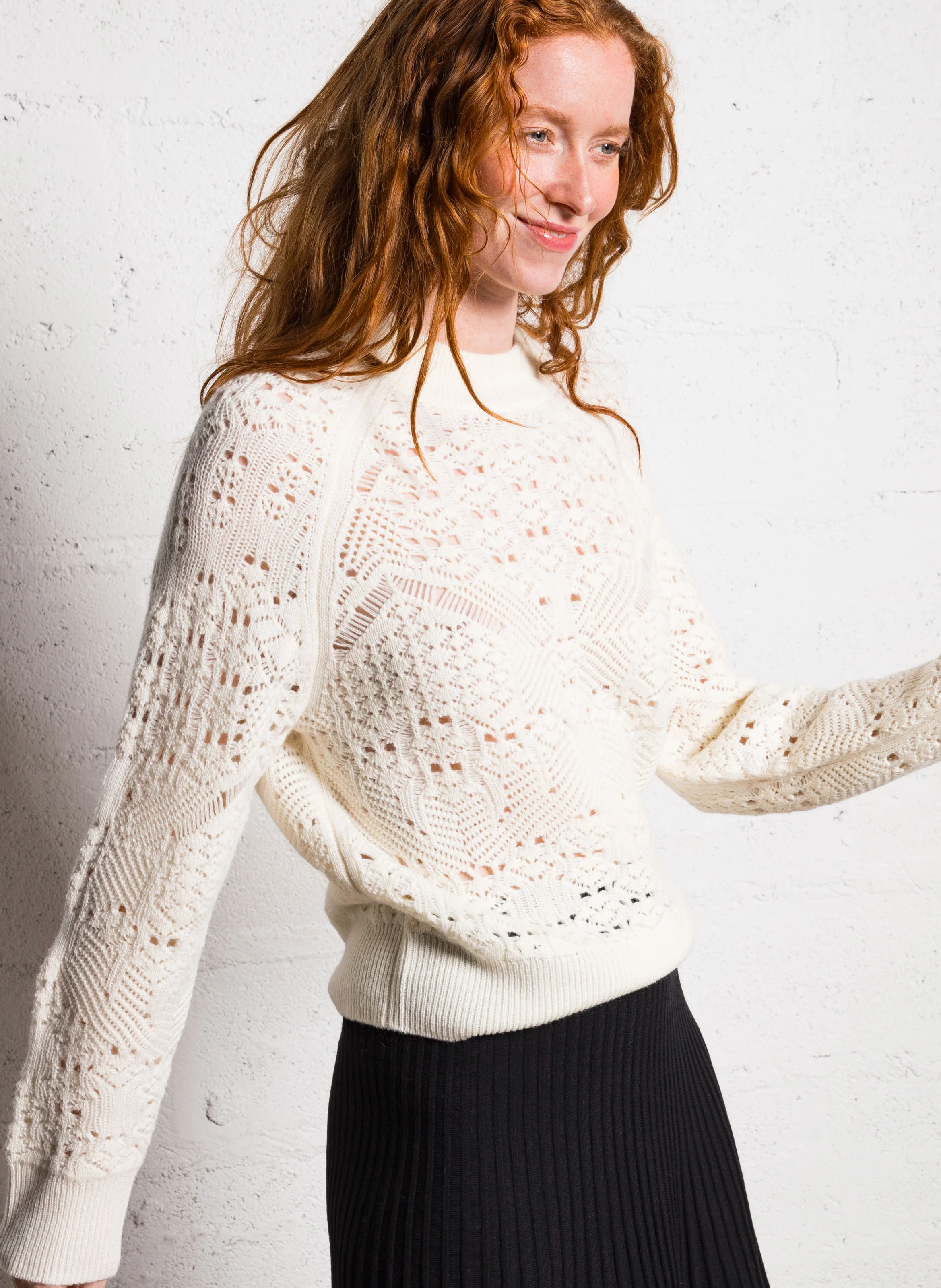 CHIARA - Pull ajouré en cachemire | Blanc