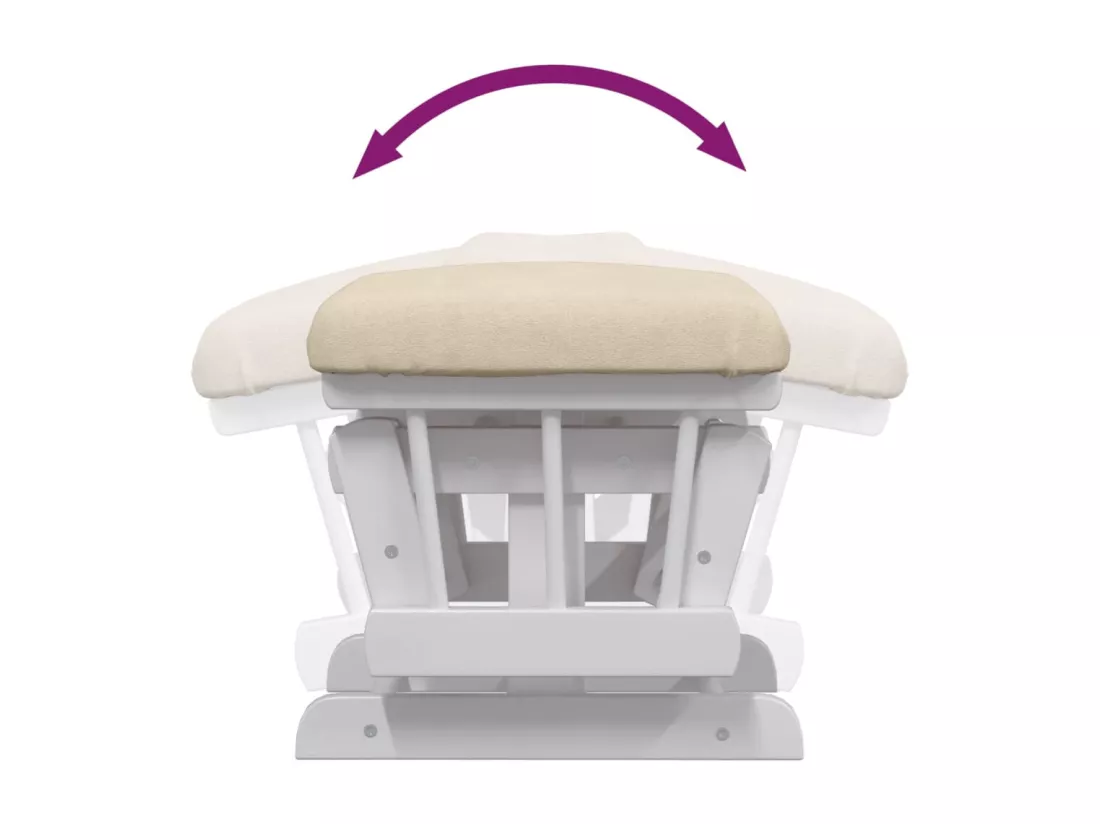 Chaise berçante avec repose-pied Blanc crème Tissu