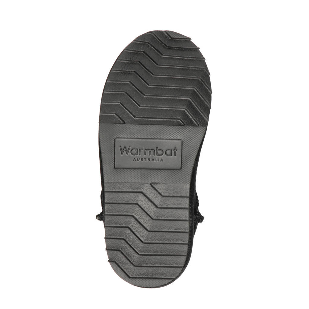 Warmbat Australia Wallabygevoerde suède enkelboots zwart