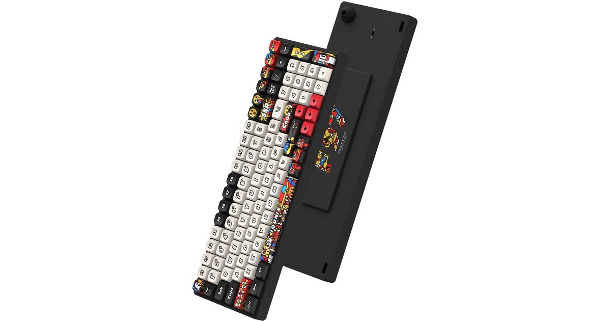 IqunixF97 Graffiti Diary Wireless Mechanical Keyboard, gaming toetsenbord  (Zwart/wit, US lay-out, Cherry MX Blue, RGB leds, 96%, Hot-swappable, PBT, 2.4GHz | Bluetooth 5.1 | USB-C)