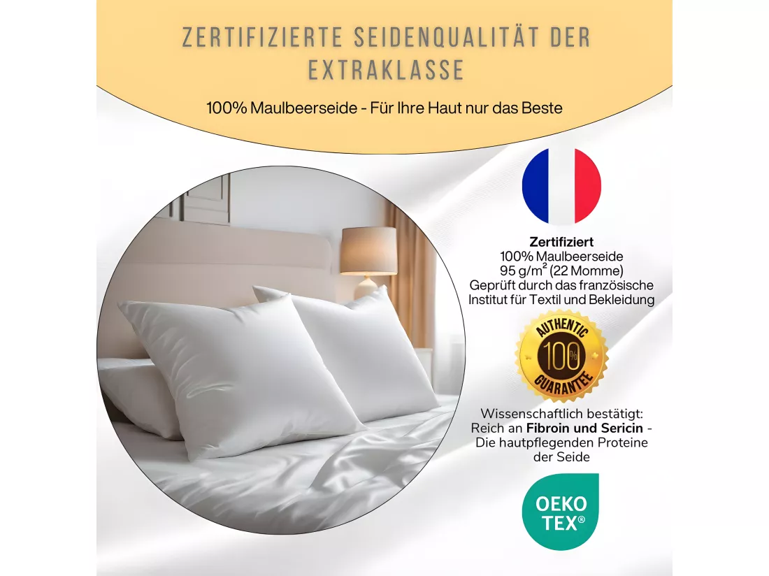 Taie d'Oreiller en Pure Soie de Mûrier 65x65 INPHYSIO