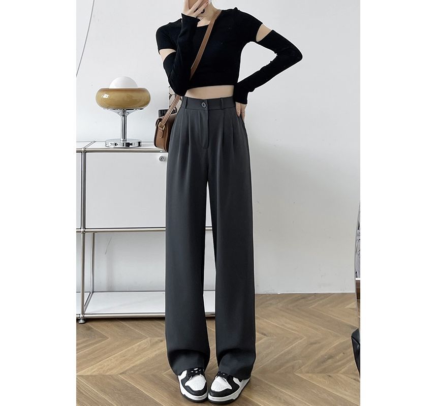 evanesce - Hoge taille effen wijde broek