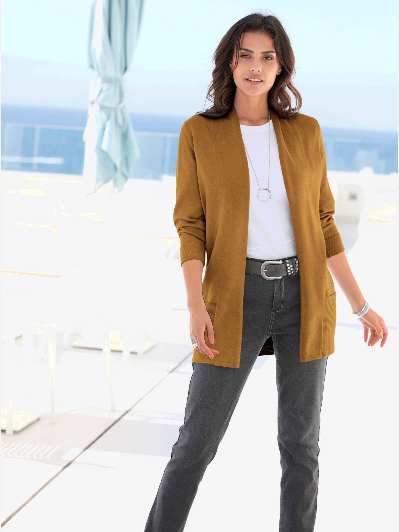 Veste longue en tricot 100% coton pima