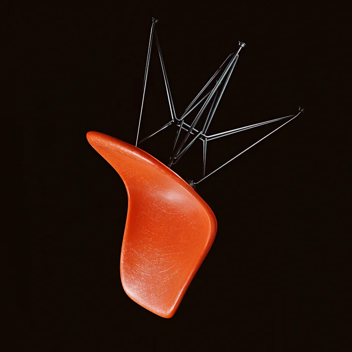 Vitra - Eames Fiberglass Side Chair DSR, basic dark / Eames raw umber (Filzgleiter basic dark)