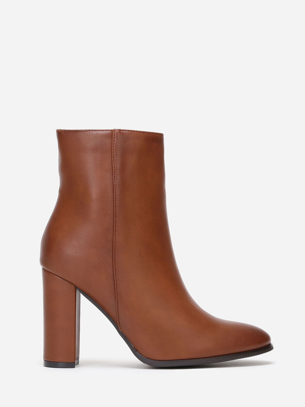Bottines classiques en simili à talon- Camel