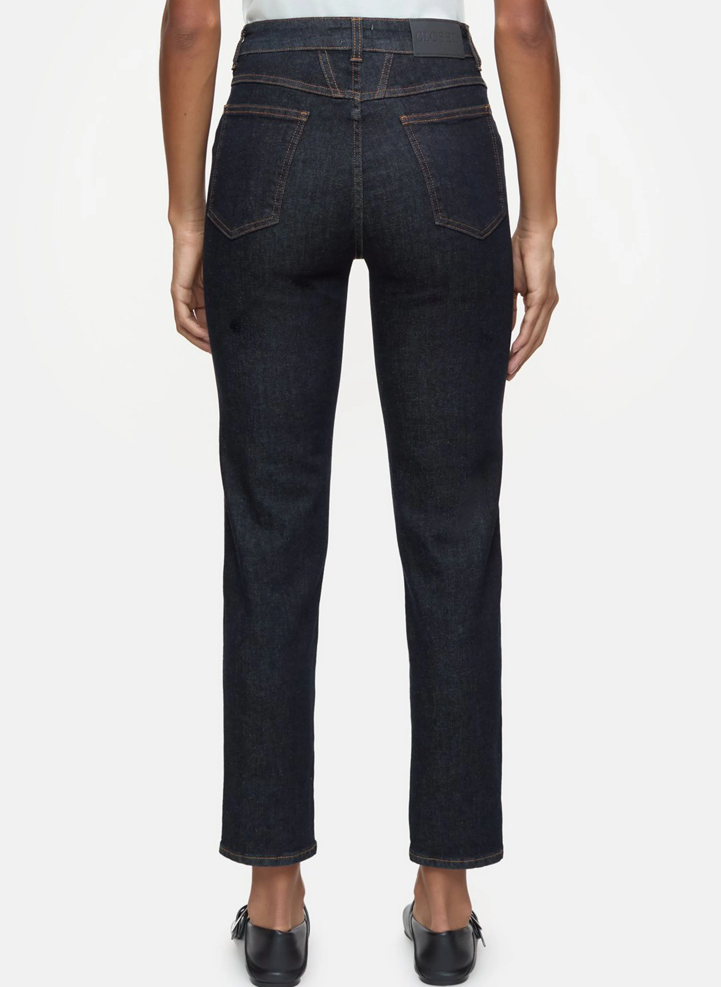 Jean slim taille haute en denim stretch | Bleu