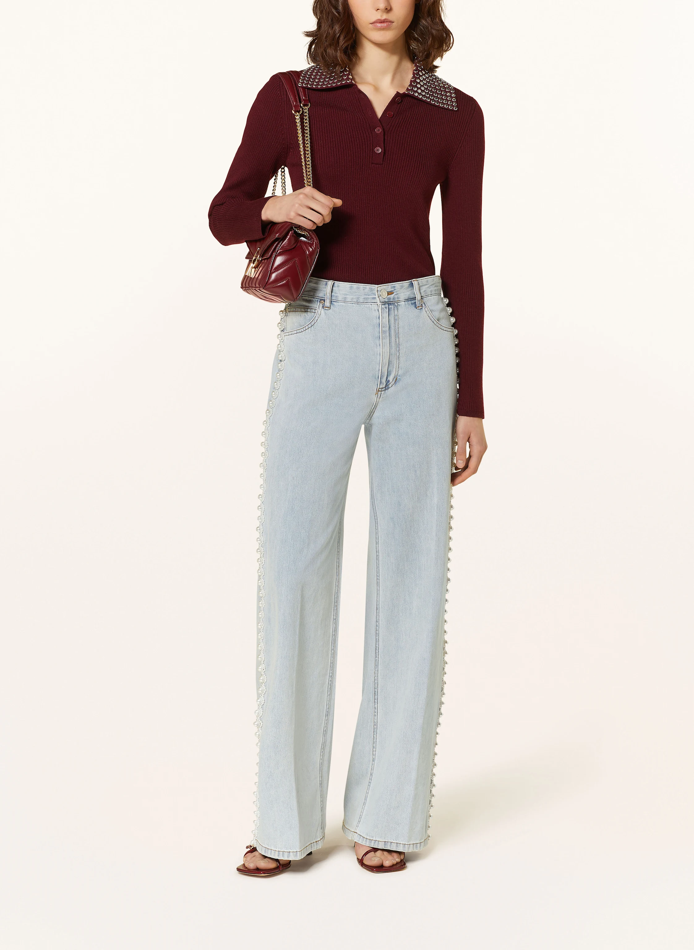 SANDRO Straight Jeans mit Schmucksteinen