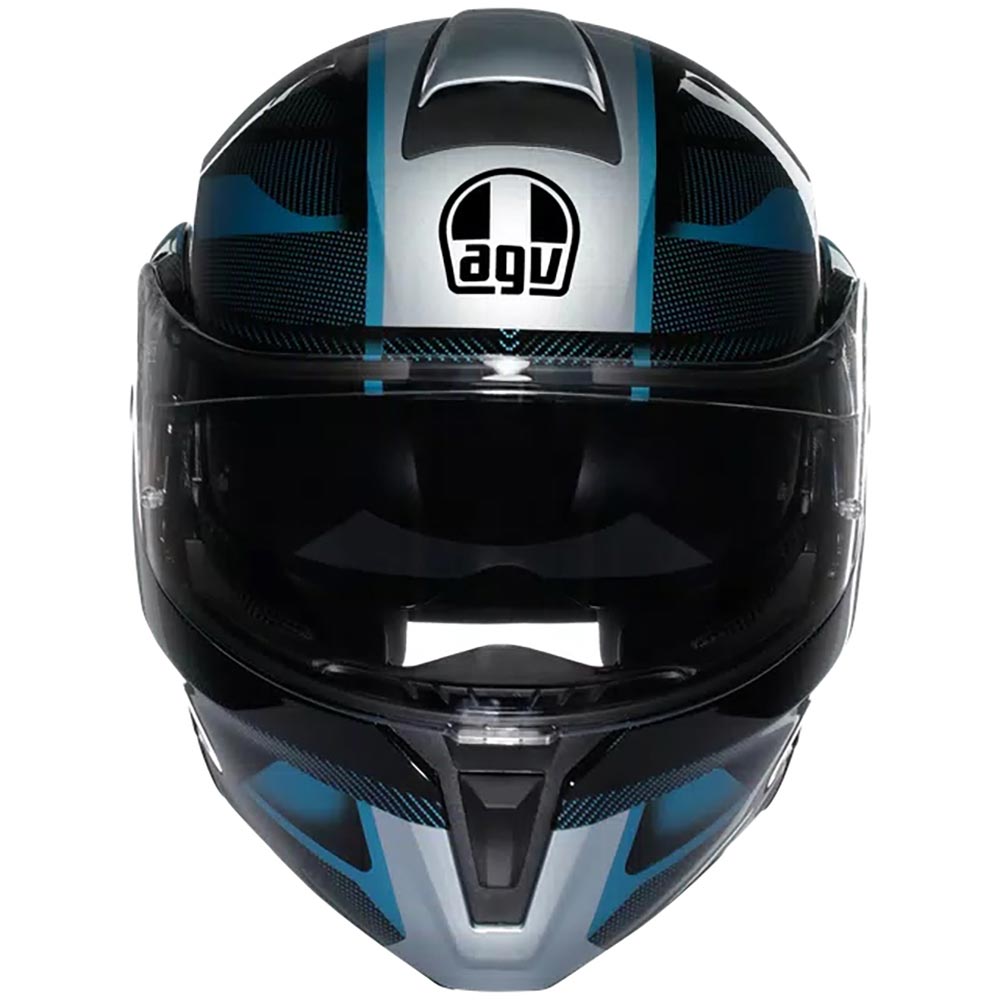 AGV - Casque Streetmodular Ledro Noir Mat / Bleu Clair