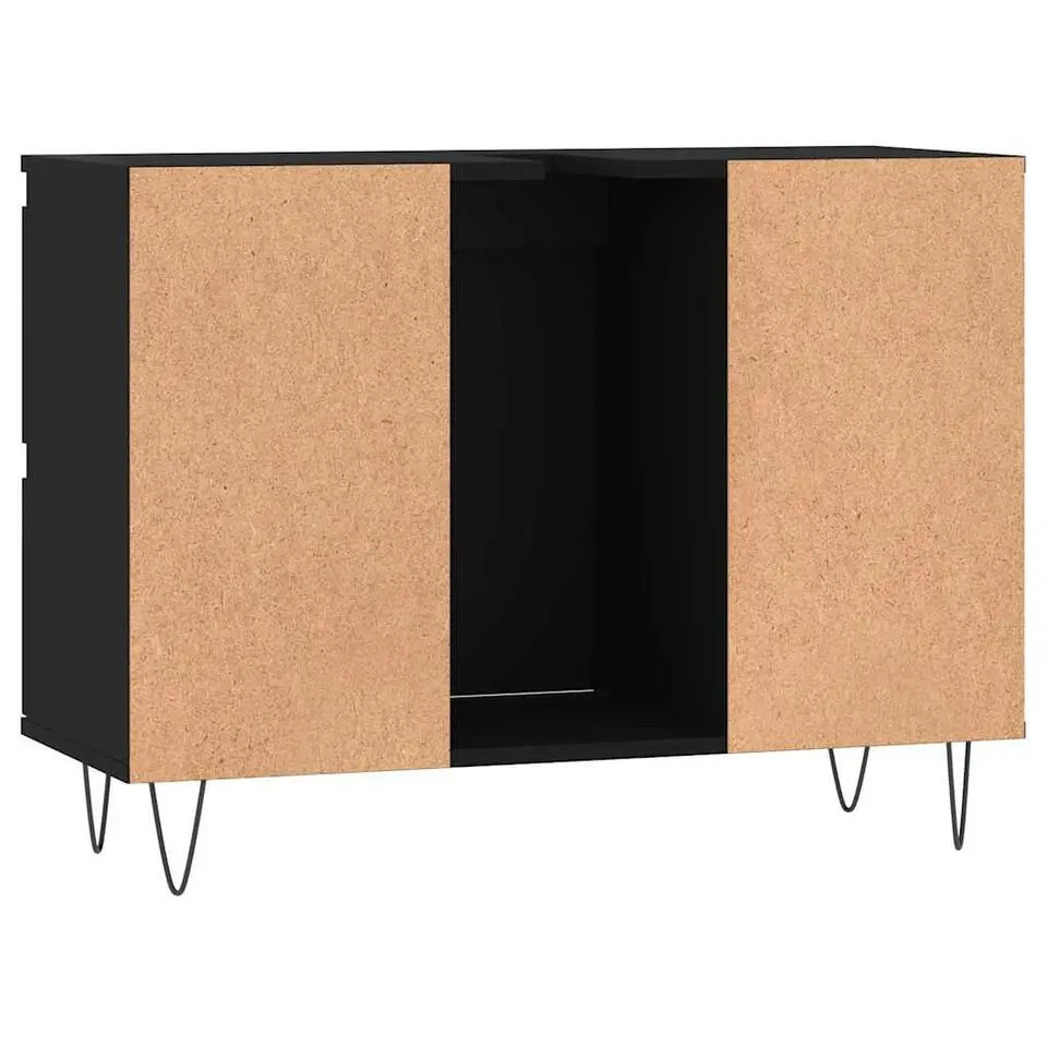 vidaXL - Zwart Wastafelonderkast - 1 deur 4 lades - Bewerkt hout - 80x33x60 cm