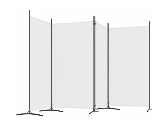 Cloison de séparation 4 panneaux Blanc 346x180 Tissu