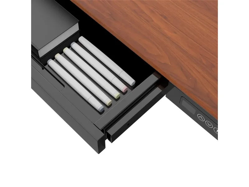 Activejet -skrivebord med elektrisk højdejustering 140x70 ET119W-C sort/valnød, Sort, Valnød, 45 kg, 725 - 1225 mm, Træ, Rektangulær form, Stål