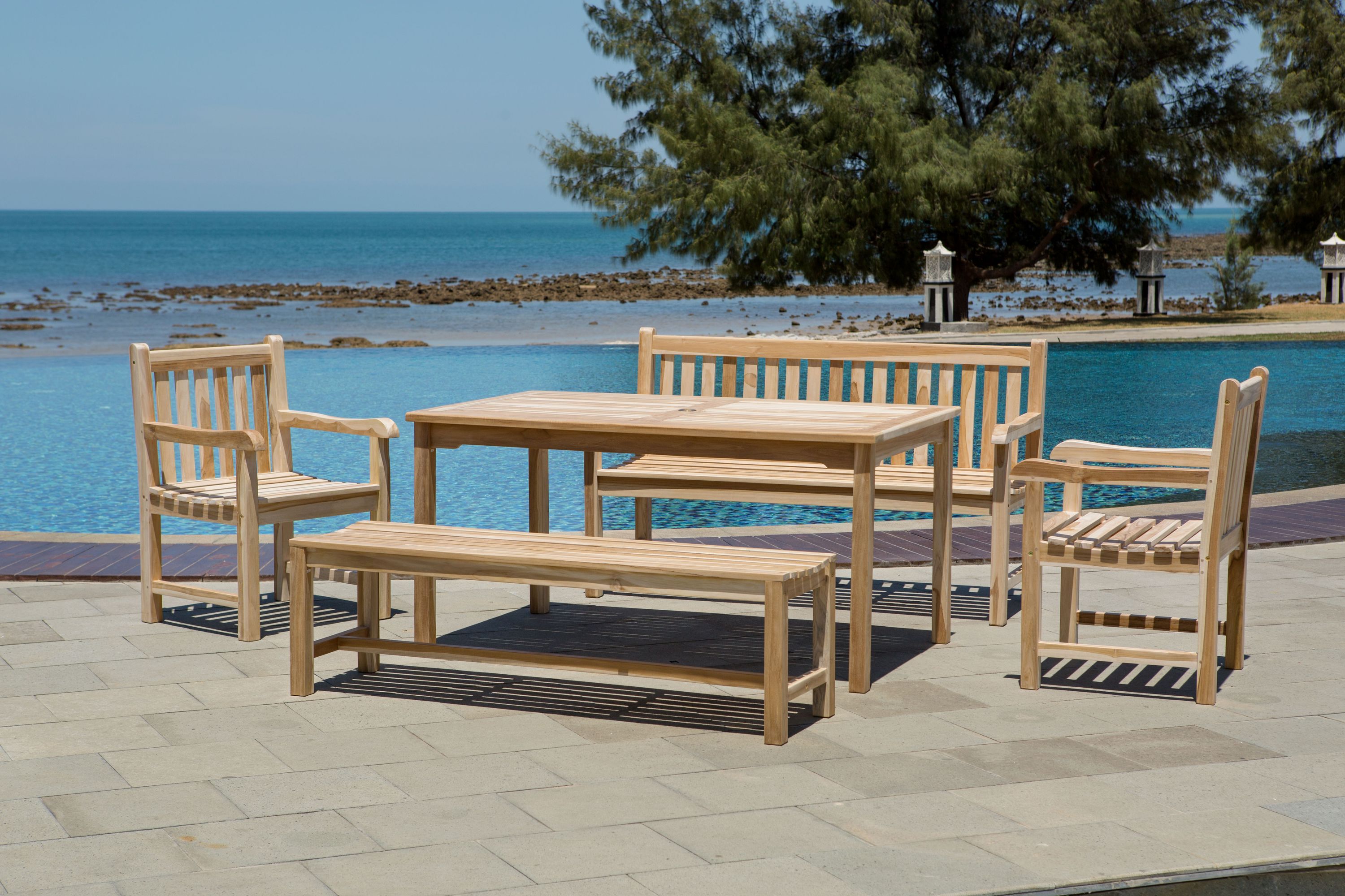 Gartenbank 120cm Teak Sitzbank Parkbank Bank Holzbank massiv