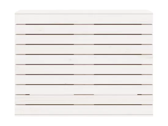 Panier à linge blanc 88,5x44x66 bois massif de pin