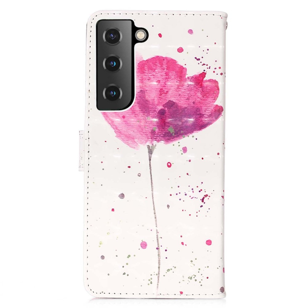 Samsung Galaxy S23 5G Leder Tasche Hülle mit Kartenfach - Pink Flower