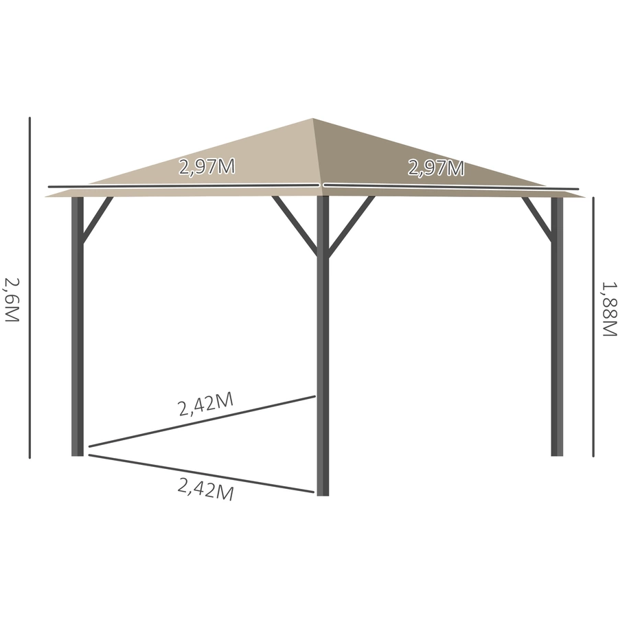 Outsunny Pavillon mit einer Entlüftung braun
