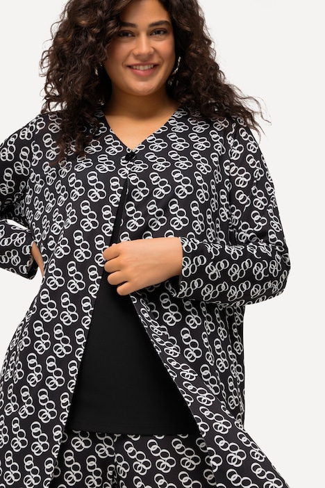 Jerseyjacke, Ringmuster, A-Linie, V-Ausschnitt