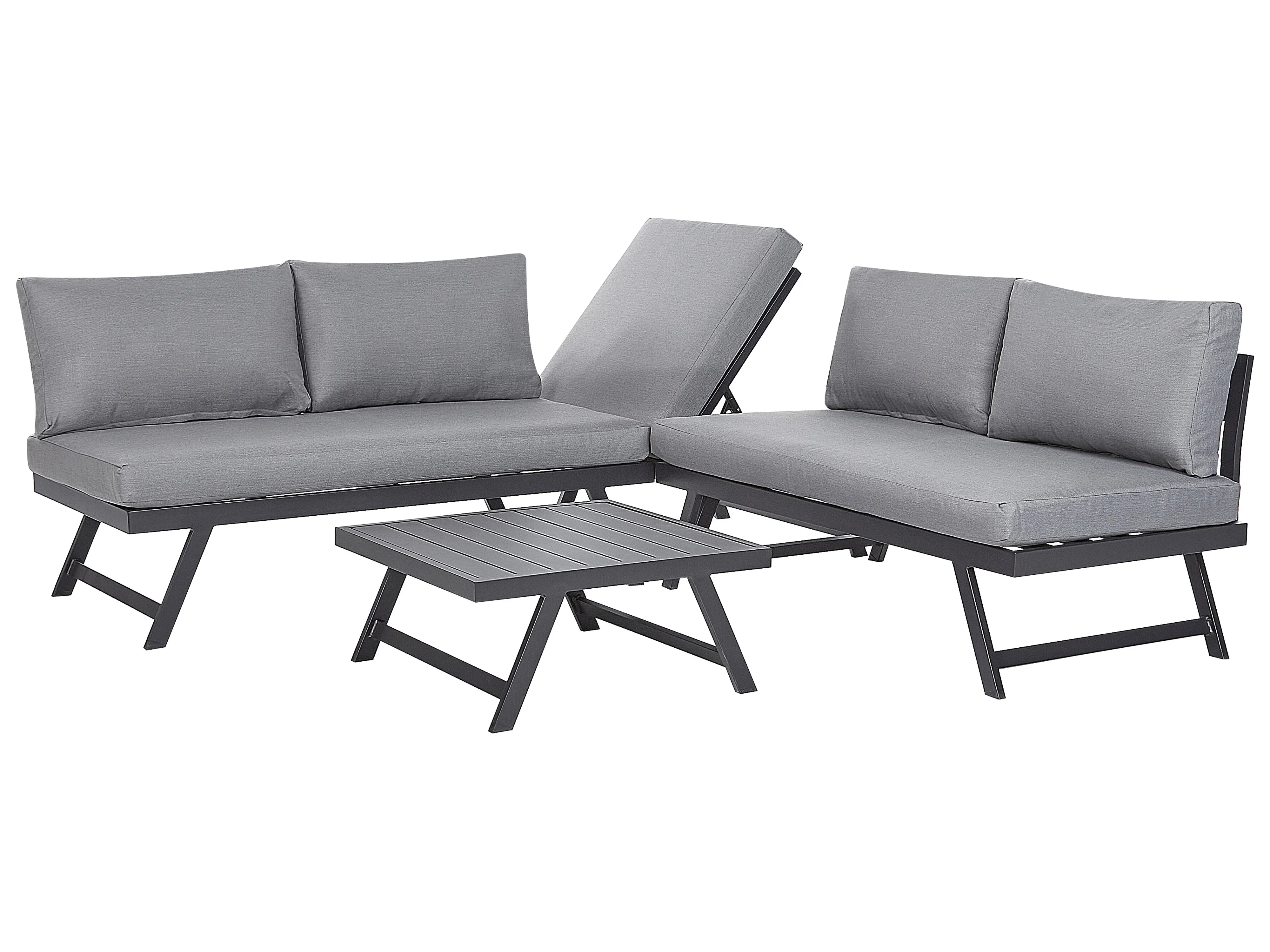 Tuin hoekloungeset met tafel 5-zits COCCORINO Metaal Grijs